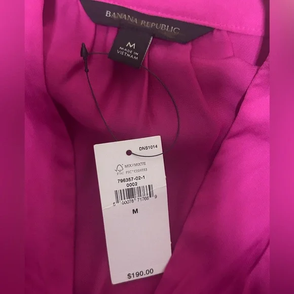 Banana Republic Ruffle Wrap Mini Dress M NWT Bright Peony Pink - Picture 4 of 8